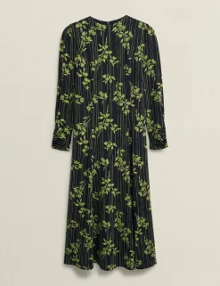 Jersey Floral Midi Waisted Dress