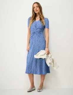 Jersey Floral Ruched Midi Dress