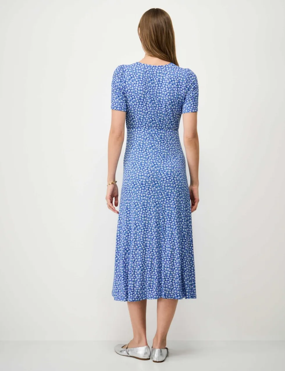 Jersey Floral Ruched Midi Dress