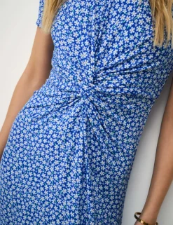 Jersey Floral Ruched Midi Dress