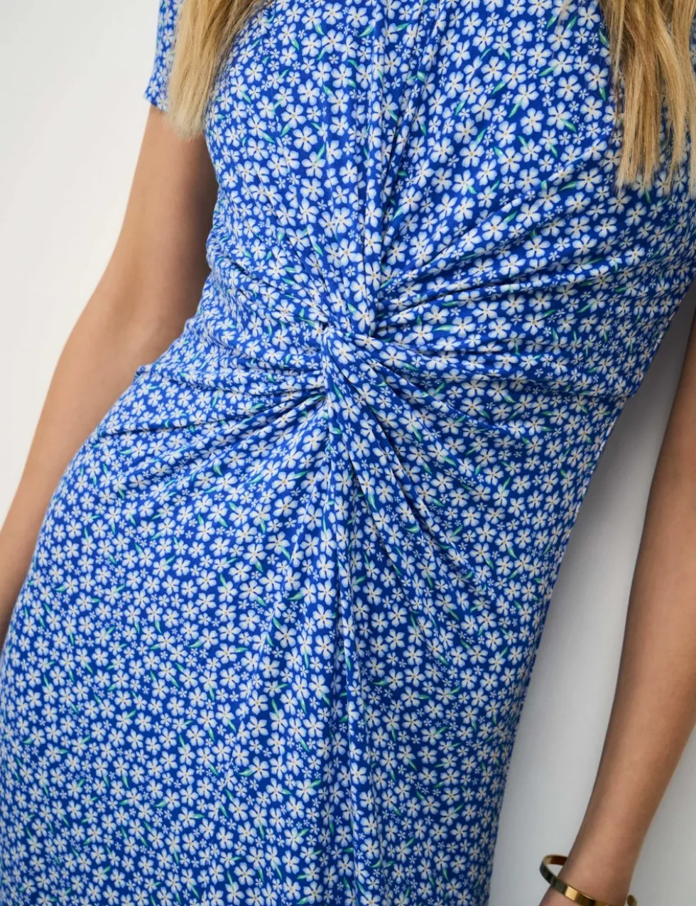 Jersey Floral Ruched Midi Dress