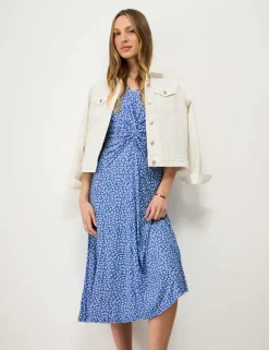 Jersey Floral Ruched Midi Dress