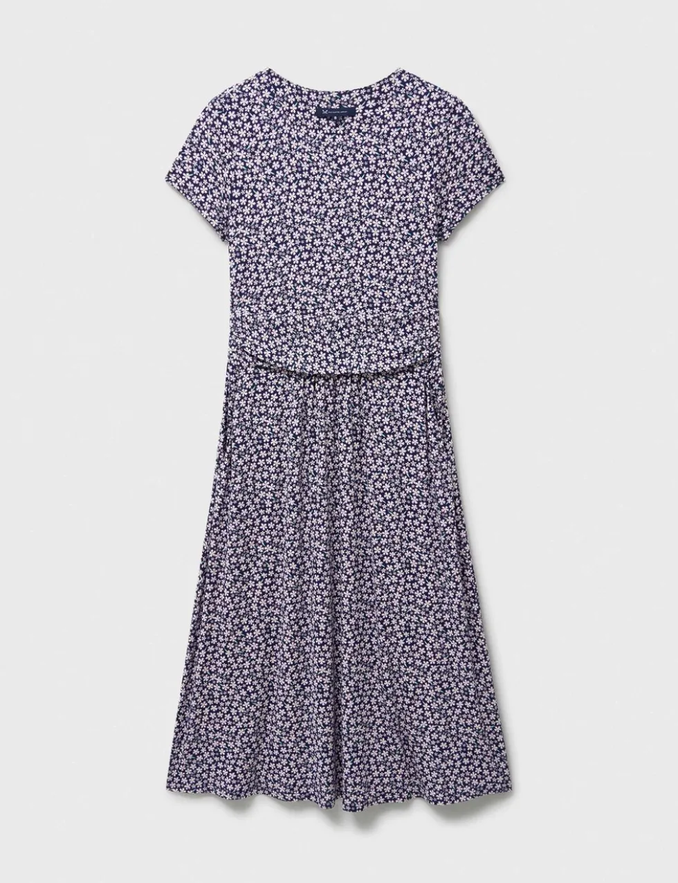 Jersey Floral Ruched Midi Skater Dress