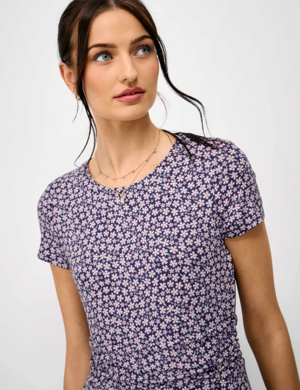 Jersey Floral Ruched Midi Skater Dress