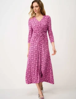 Jersey Floral V-Neck Midi Skater Dress
