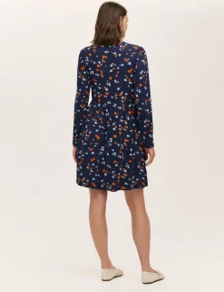 Jersey Floral V-Neck Mini Tea Dress