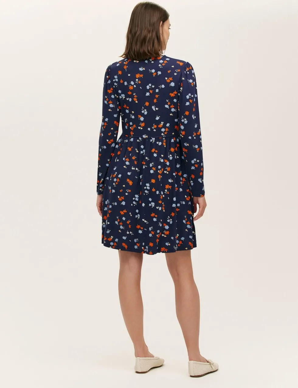 Jersey Floral V-Neck Mini Tea Dress