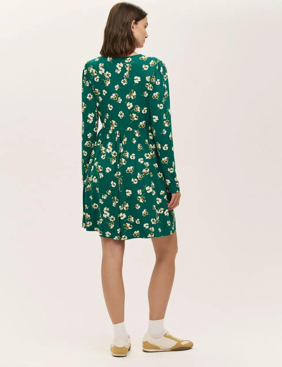 Jersey Floral V-Neck Mini Tea Dress