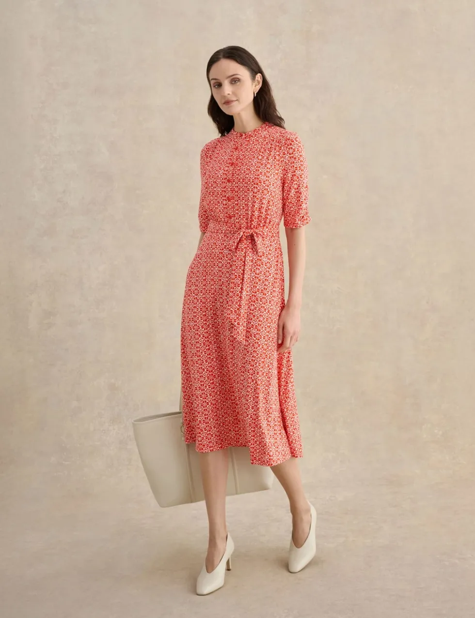 Jersey Geometric Knee Length Tea Dress