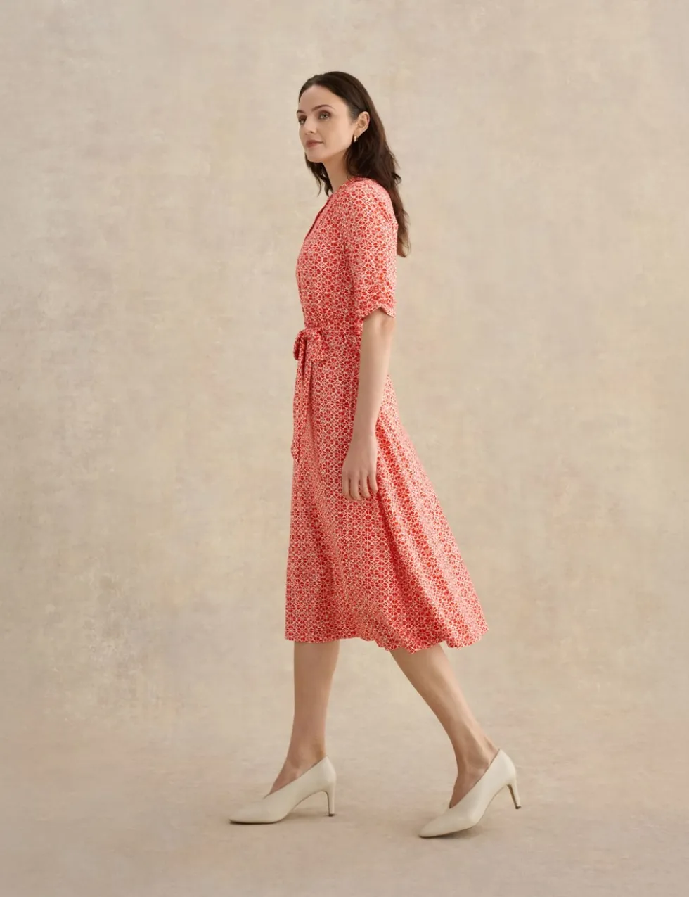Jersey Geometric Knee Length Tea Dress