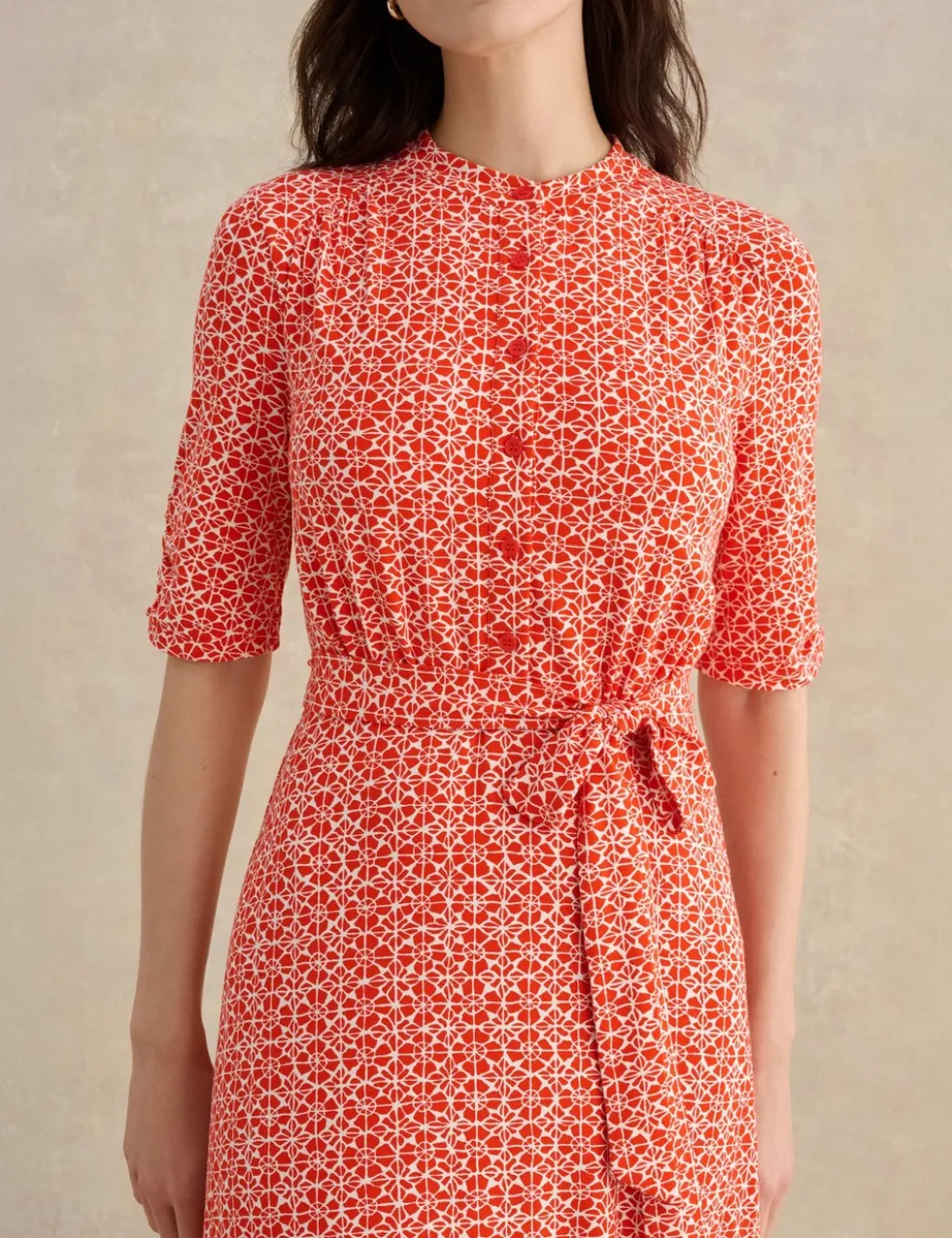 Jersey Geometric Knee Length Tea Dress