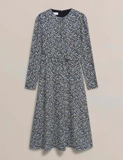 Jersey Geometric Midi Skater Dress