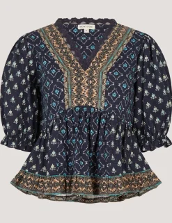 Jersey Geometric V-Neck Blouse