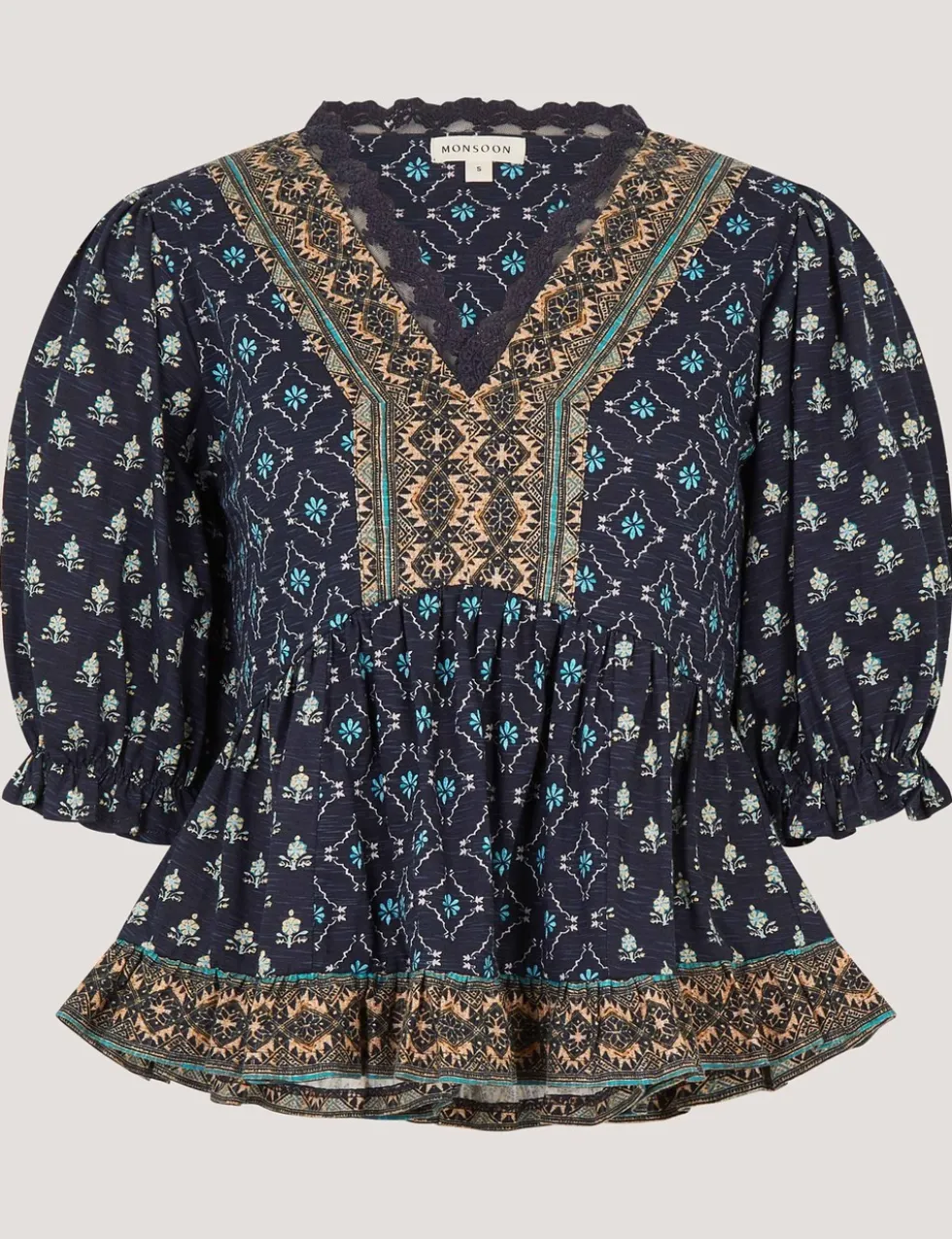 Jersey Geometric V-Neck Blouse