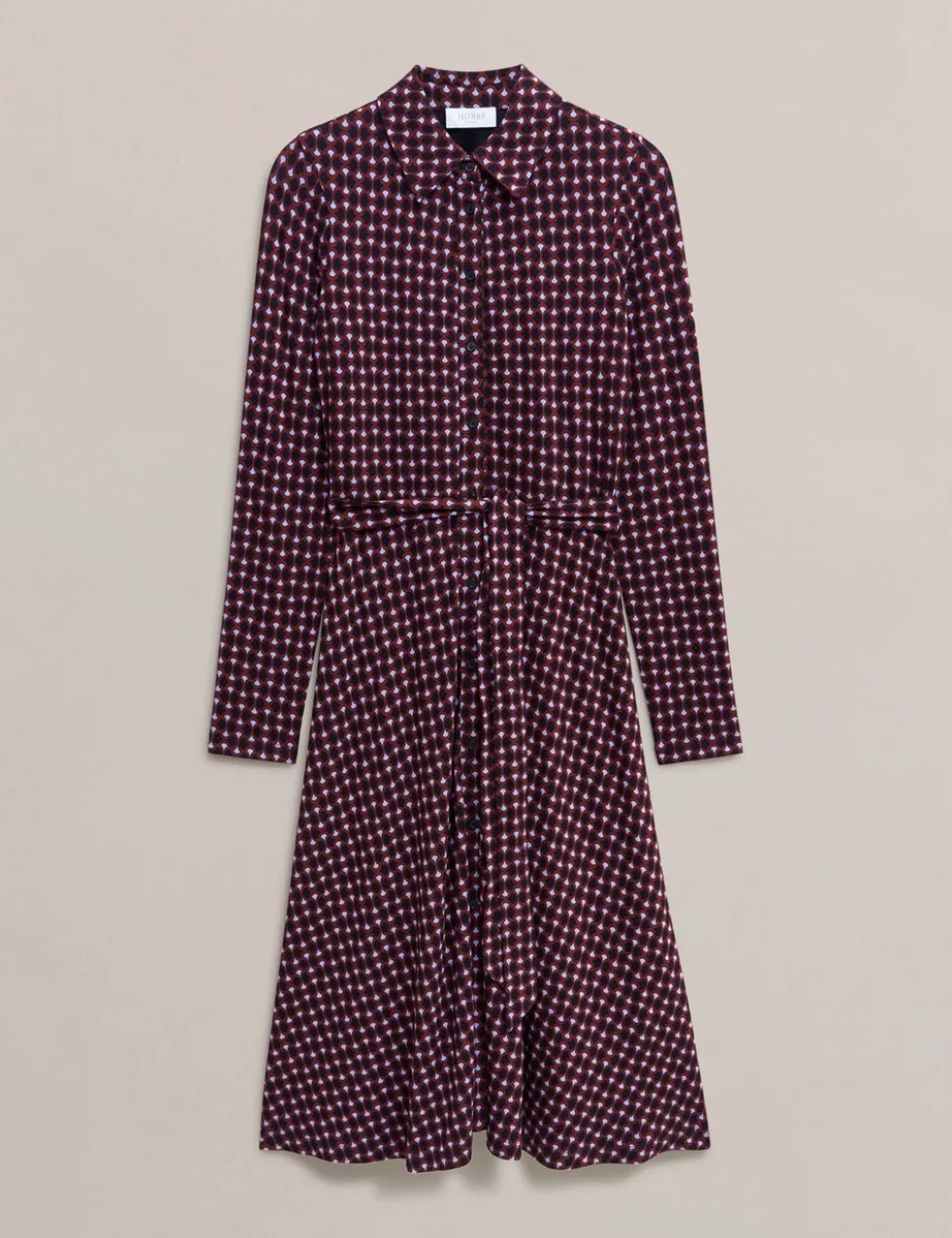 Jersey Geometric V-Neck Midi Shirt Dress