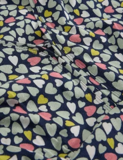 Jersey Heart Print V-Neck Midi Tea Dress
