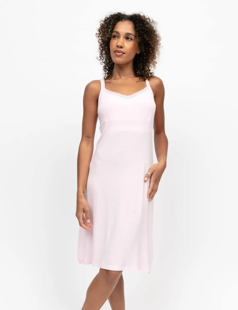 Jersey Hidden Support Lace Trim Chemise