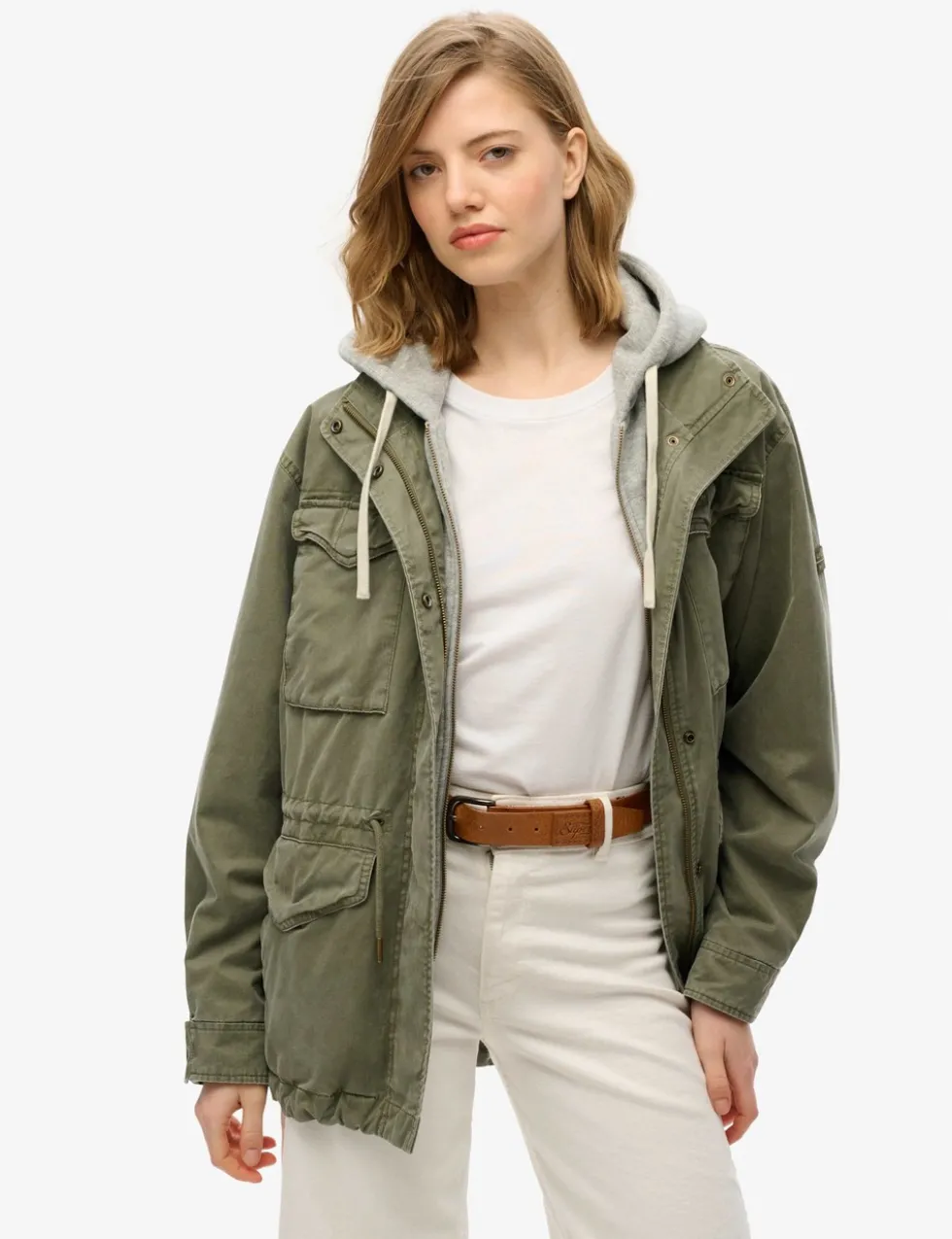 Jersey Hooded Relaxed Utility Jacket