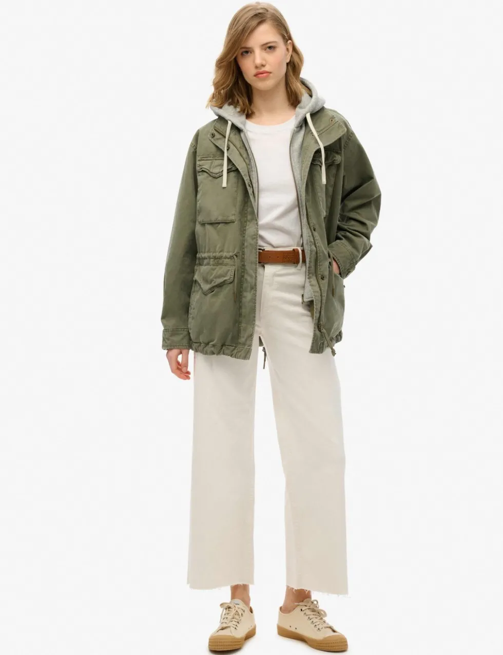 Jersey Hooded Relaxed Utility Jacket