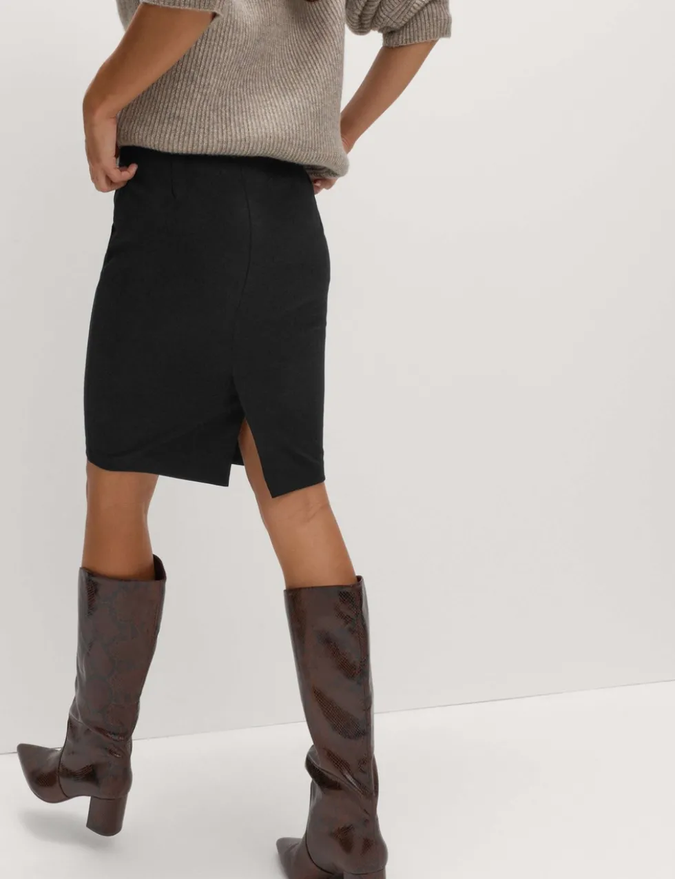 Jersey Knee Length Pencil Skirt