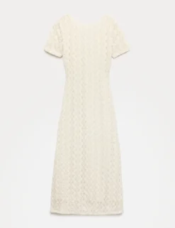 Jersey Lace Round Neck Midi Column Dress