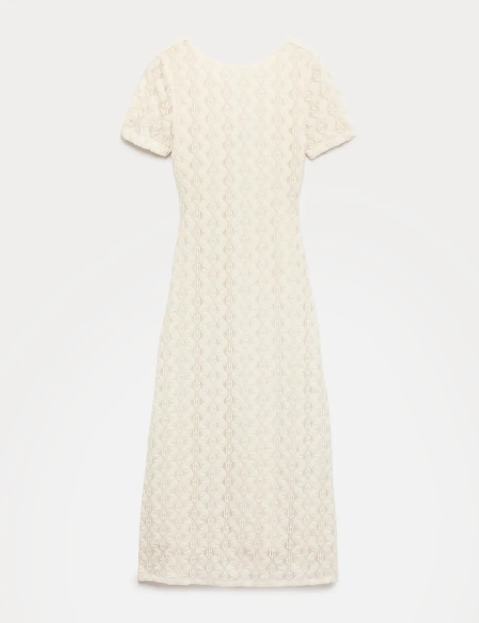Jersey Lace Round Neck Midi Column Dress