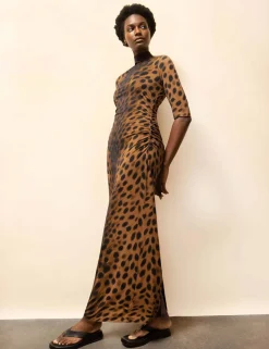 Jersey Leopard Print Maxi Bodycon Dress