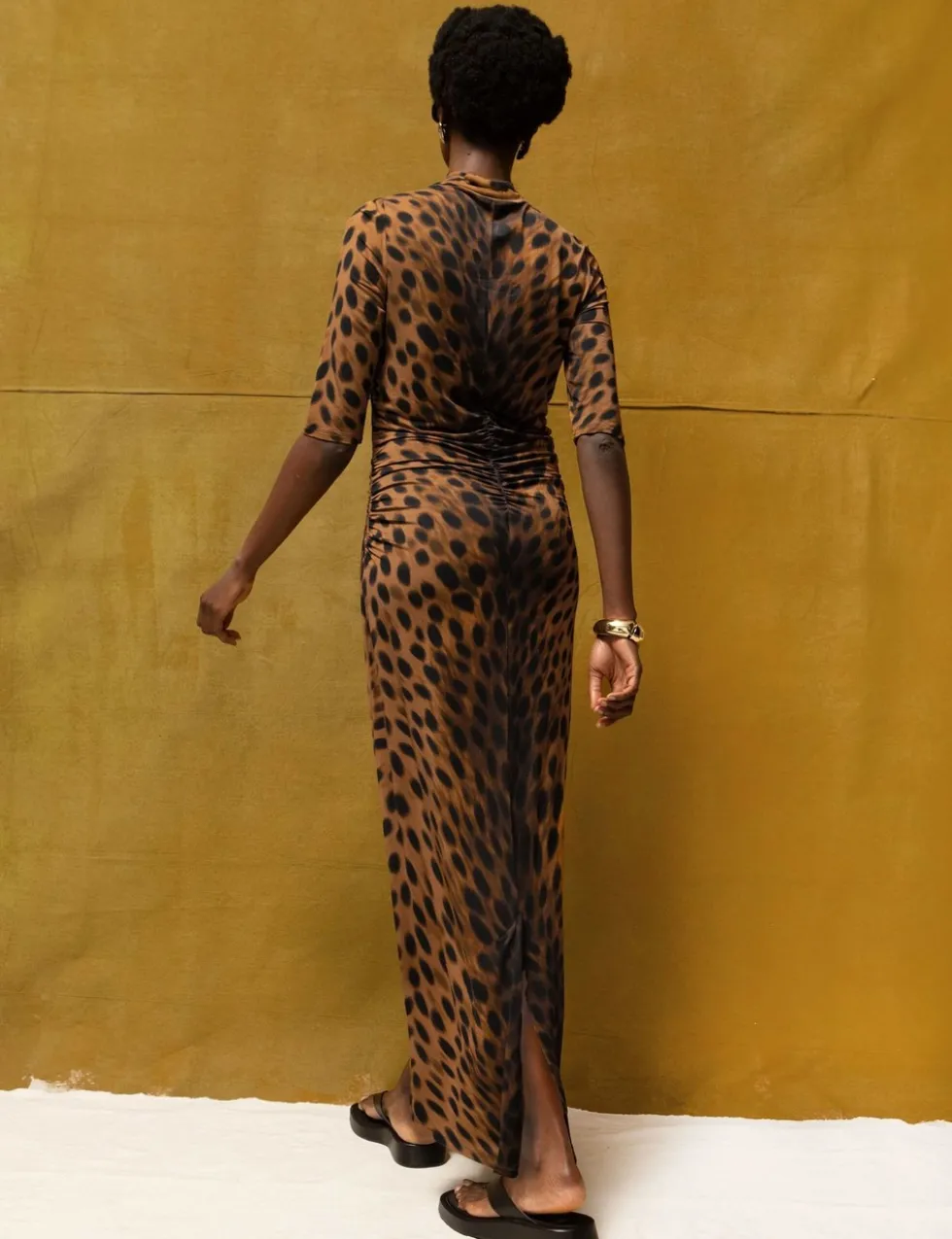 Jersey Leopard Print Maxi Bodycon Dress