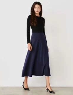 Jersey Midi A-Line Skirt