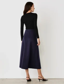 Jersey Midi A-Line Skirt