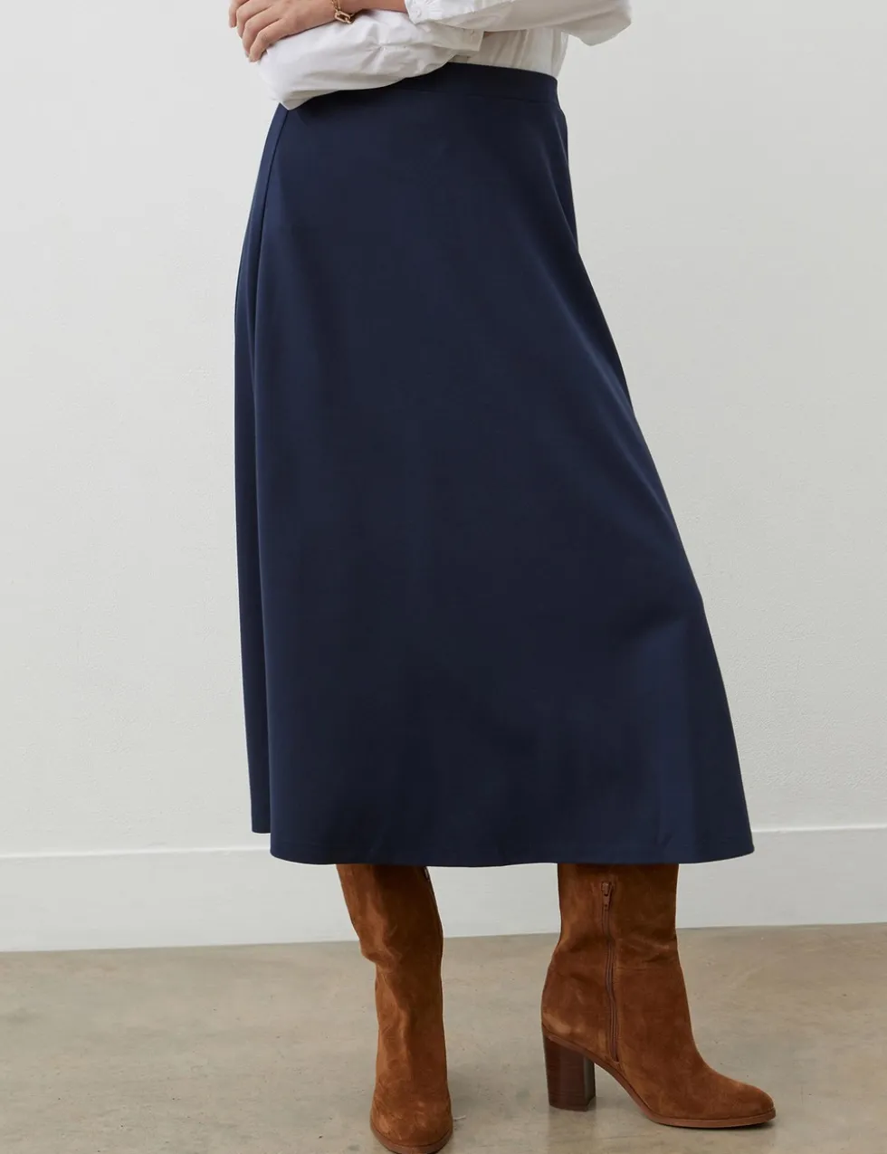 Jersey Midi A-Line Skirt