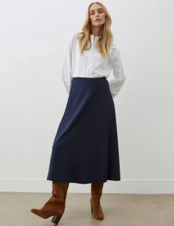 Jersey Midi A-Line Skirt