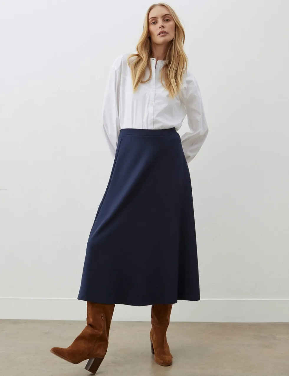 Jersey Midi A-Line Skirt