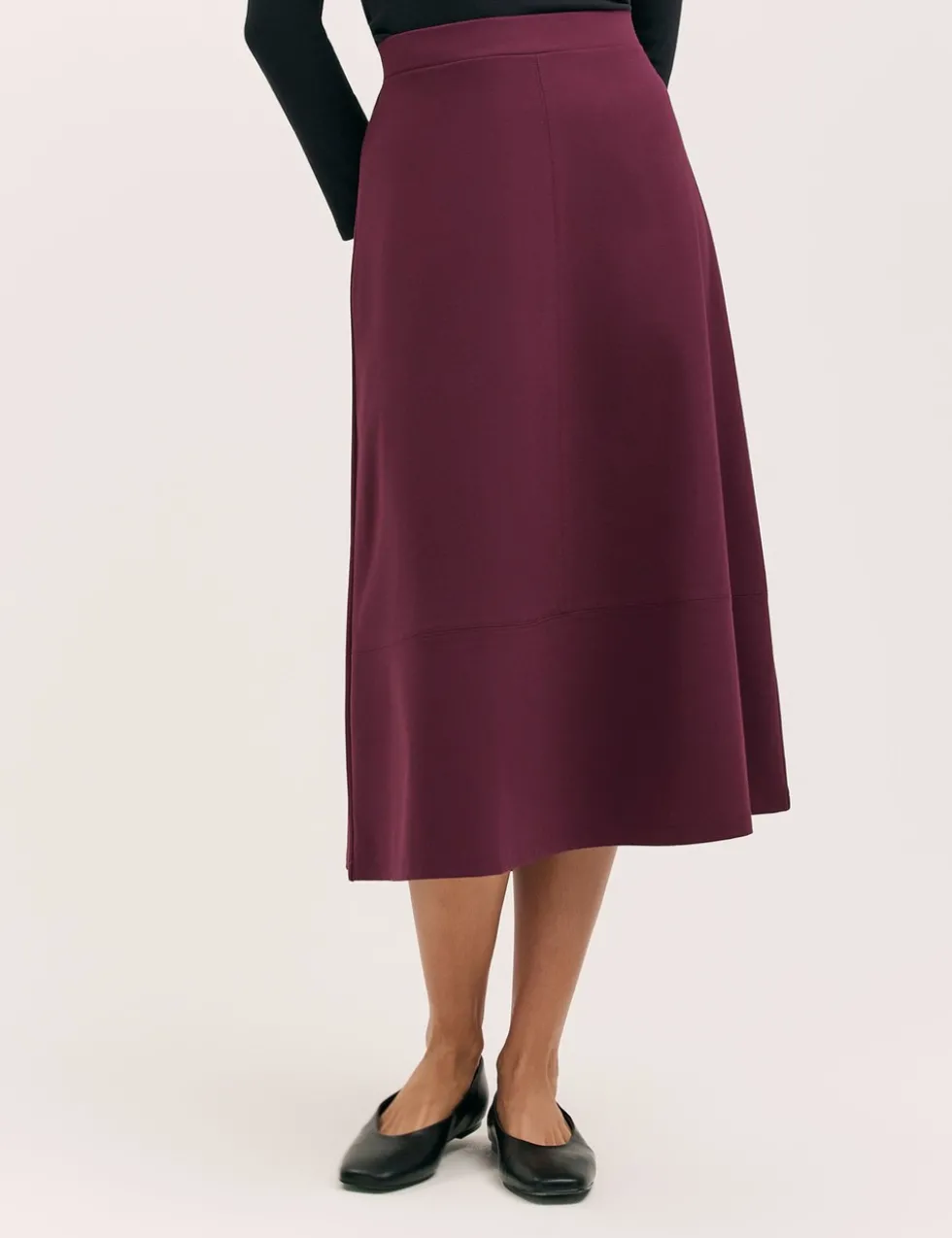 Jersey Midi A-Line Skirt