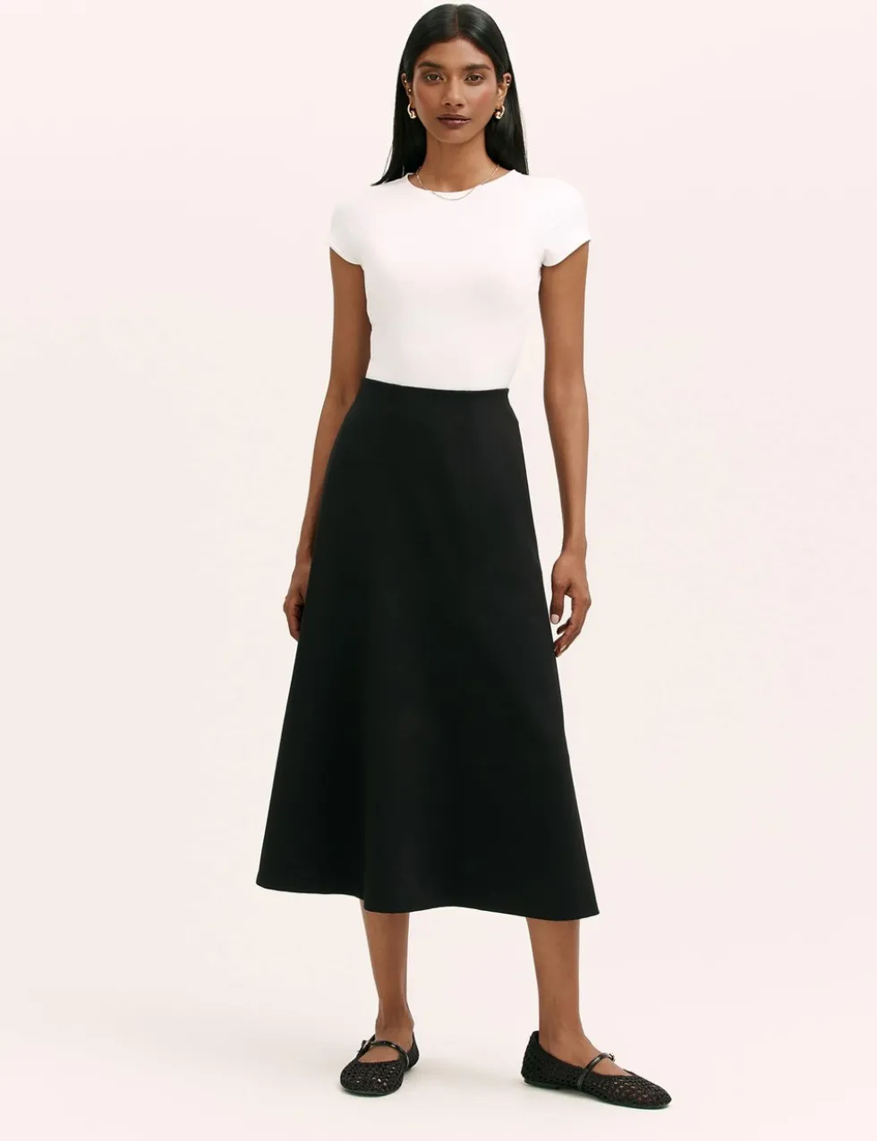 Jersey Midi A-Line Skirt