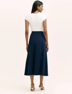Jersey Midi A-Line Skirt