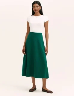 Jersey Midi A-Line Skirt