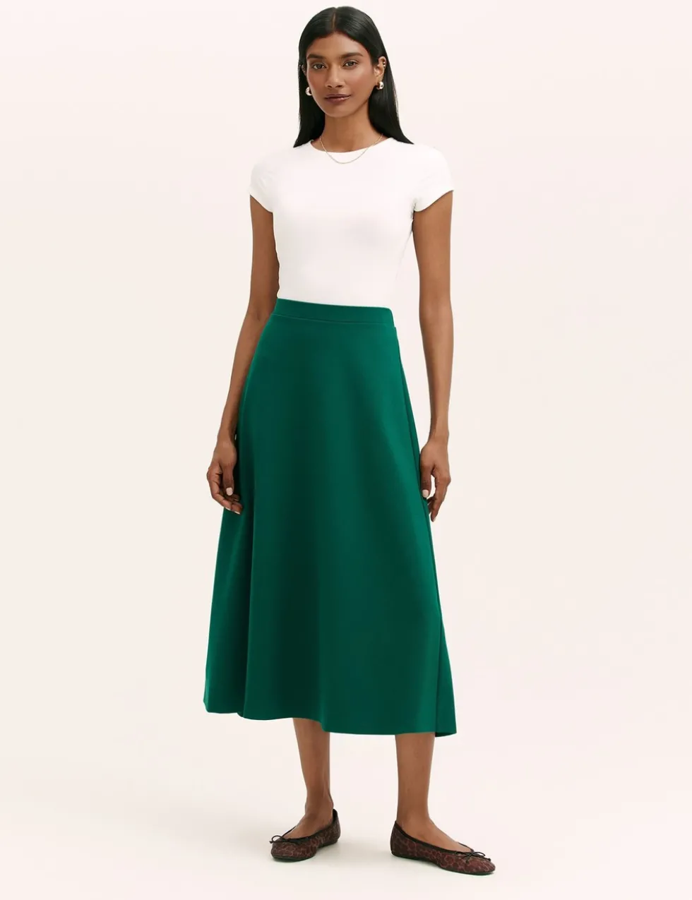 Jersey Midi A-Line Skirt