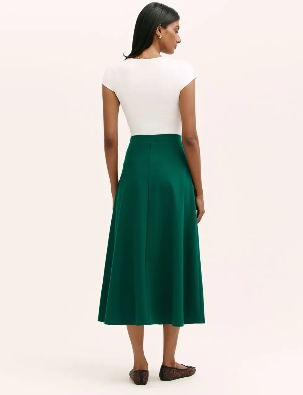 Jersey Midi A-Line Skirt