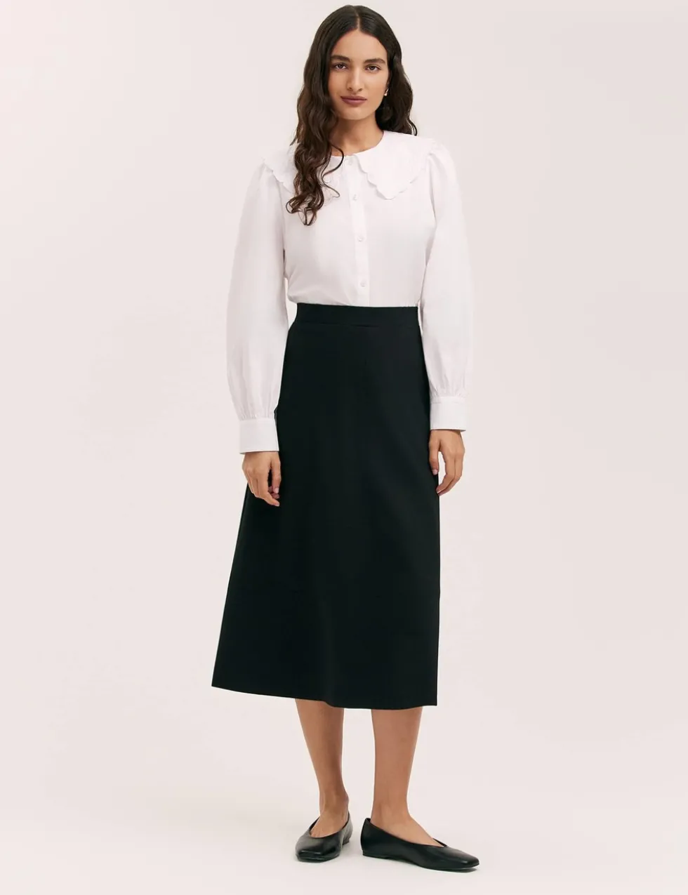 Jersey Midi A-Line Skirt