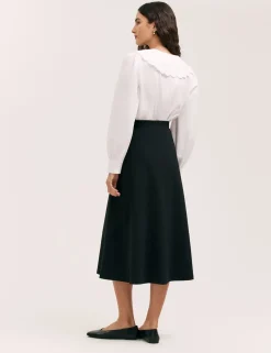 Jersey Midi A-Line Skirt