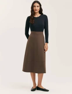 Jersey Midi A-Line Skirt
