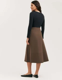 Jersey Midi A-Line Skirt