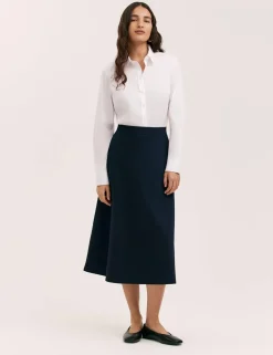 Jersey Midi A-Line Skirt