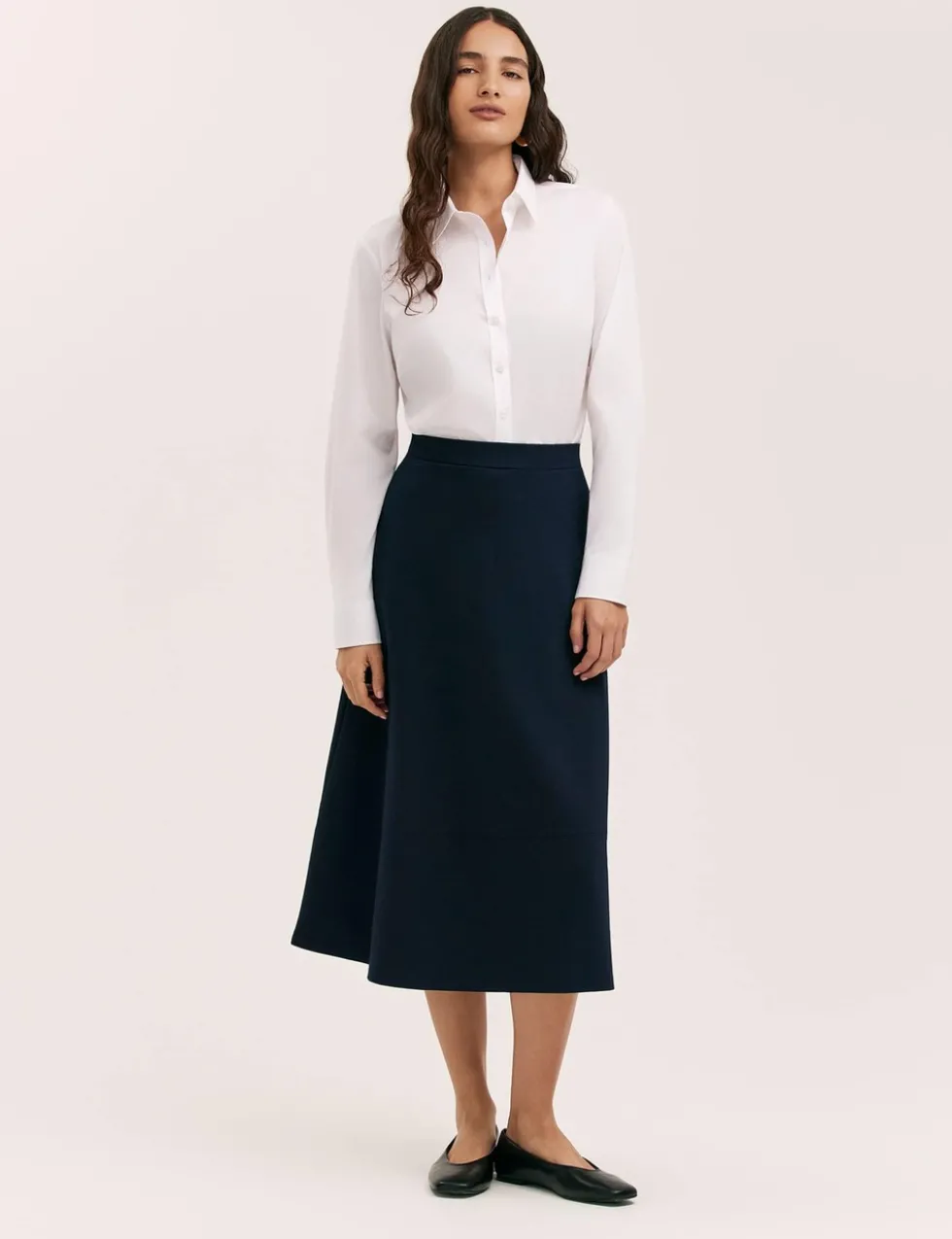Jersey Midi A-Line Skirt