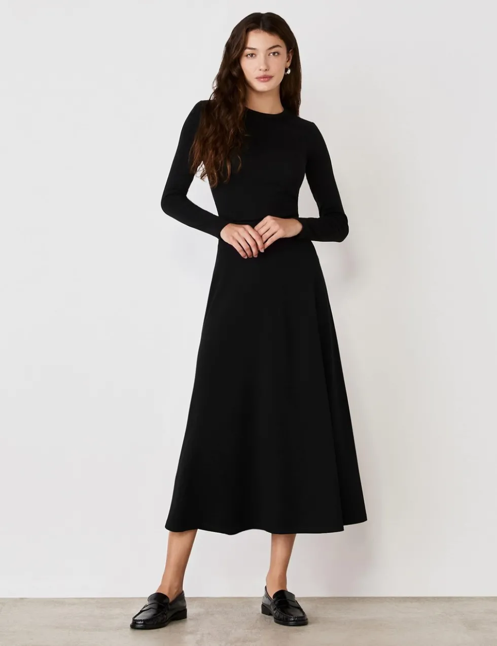 Jersey Midi A-Line Skirt