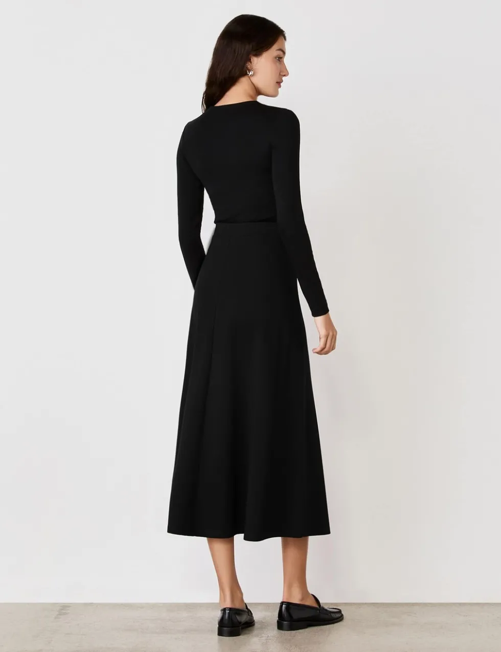 Jersey Midi A-Line Skirt