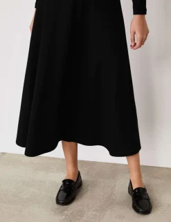 Jersey Midi A-Line Skirt