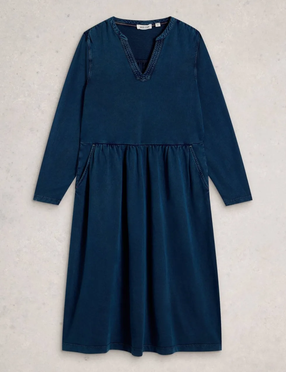 Jersey Notch Neck Midi Tea Dress
