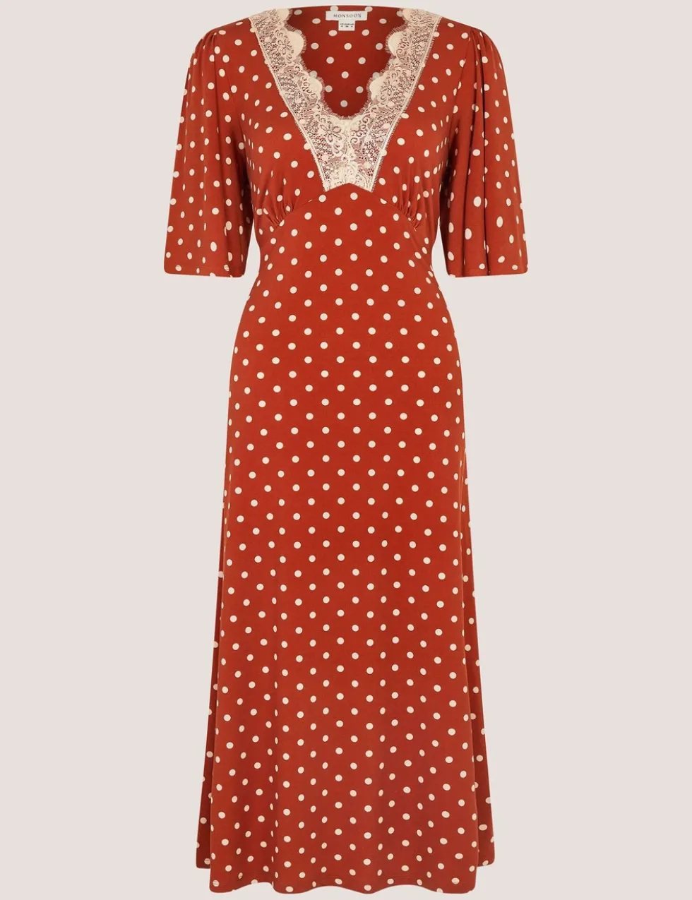 Jersey Polka Dot V-Neck Midi Skater Dress